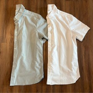 Mens short sleeve oxford button down shirts, size XL, white & green, new